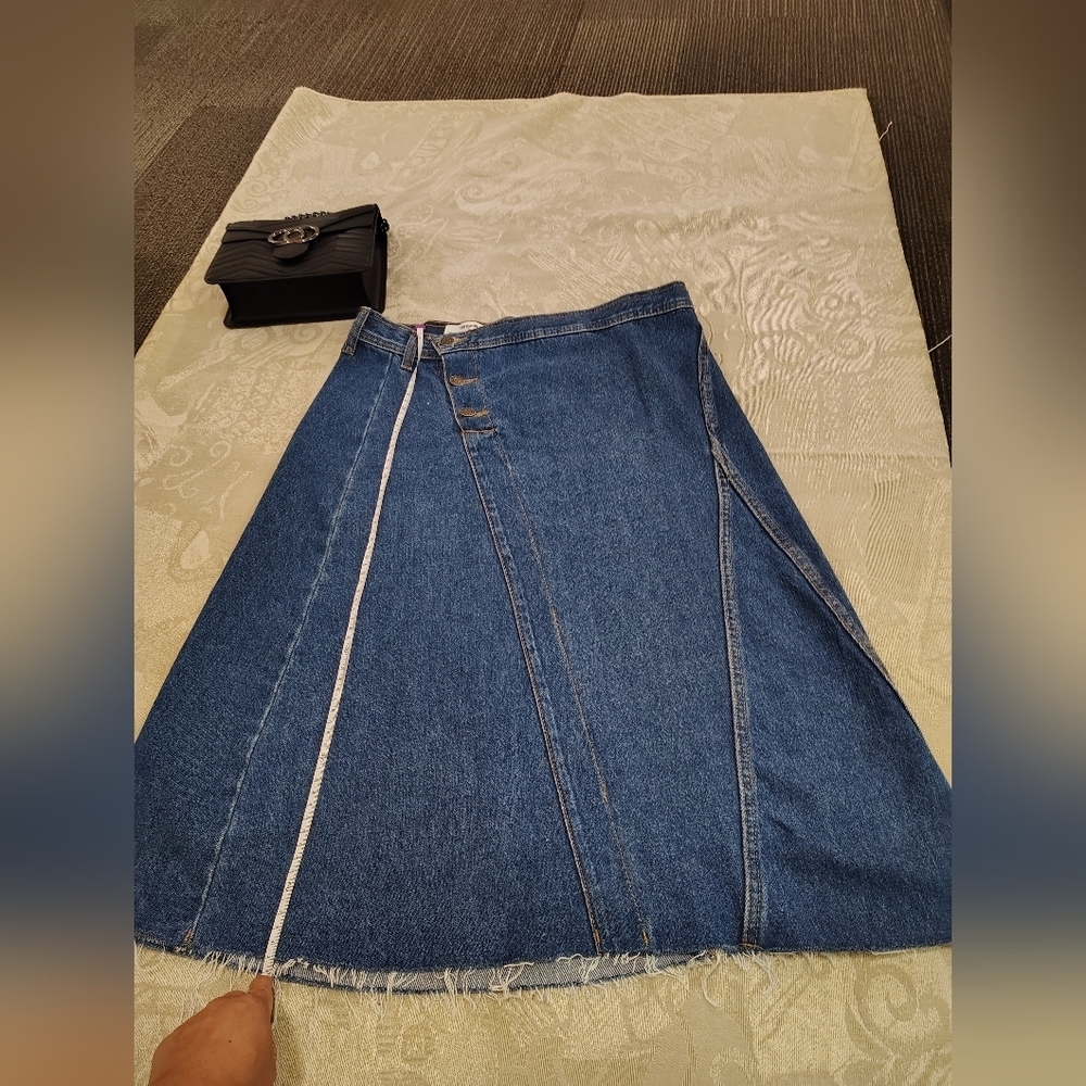 Cotton On Denim A-Line Midi Skirt - Blue